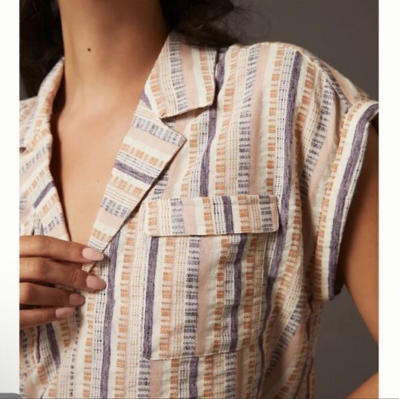 Anthropologie Cropped Stripes Utility Pullover Top NWT Size Small - Picture 4 of 8